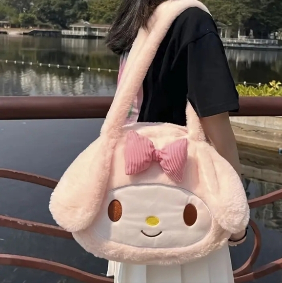 Melody Plush Cartoon Anime Fluffy Shoulder Tote Handbag NWT - Picture 3 of 3